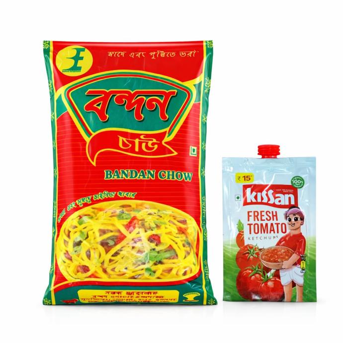 Bandhan Chow Mein 1 Pack with Kissan Tomato Sauce 90 g Combo pack