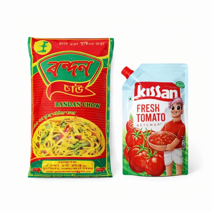 Bandhan Chow Mein 1 Pack with Kissan Tomato Sauce 455 gm Combo
