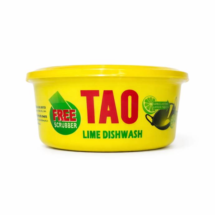 TAO Dishwash Tub 600g  Complete dishwashing solution with Freshness of lemon  No scratch formula  Gentle on hands  Super active antigrease formula