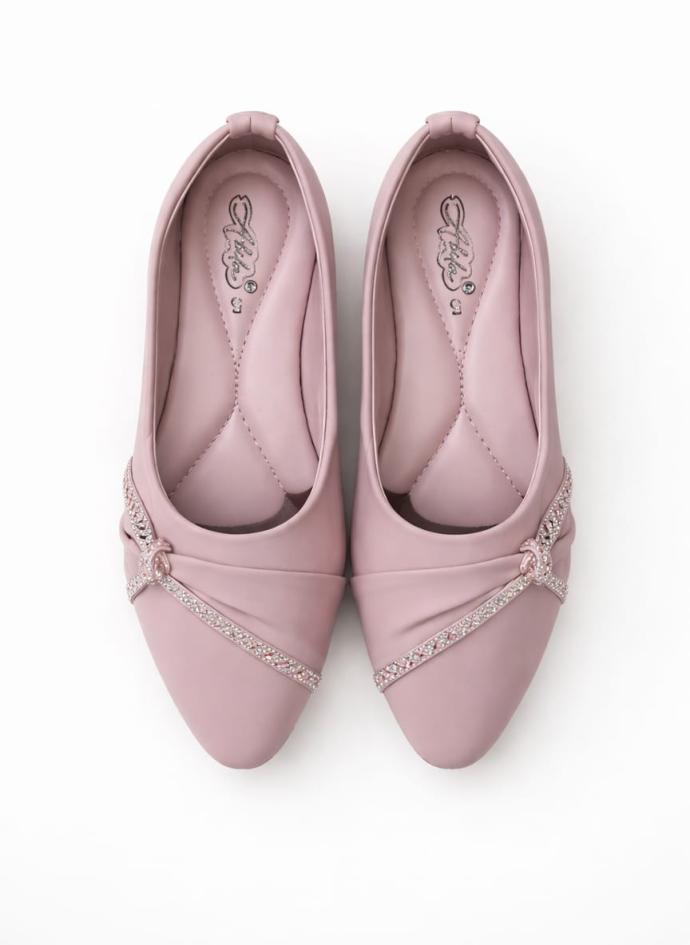Pink ballerina flat shoe for girl's and women's pair of 1