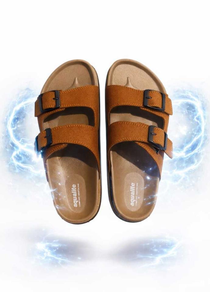 Aqualite men dual strap brown sandal pair of 1