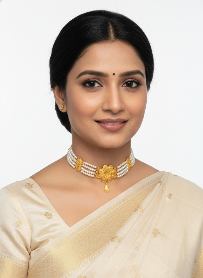 Copper gold plated gold, white jewel necklace set pack of 1