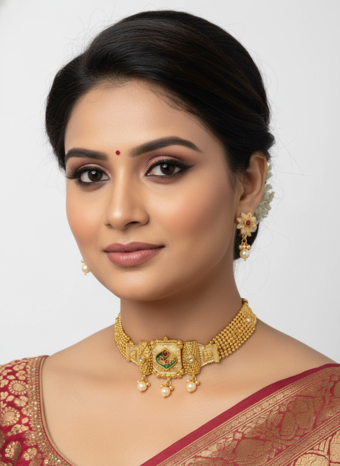 Gold plated stone stubbed and beaded jewellery set for women pack of 1