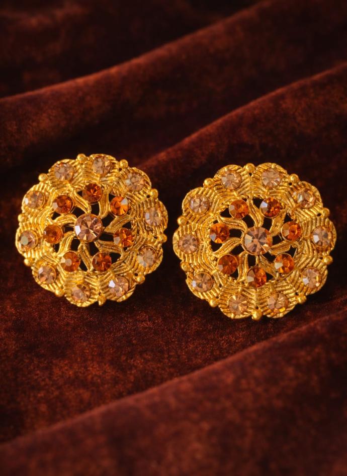 Gold plated traditional stud earring for girl's pair of 1