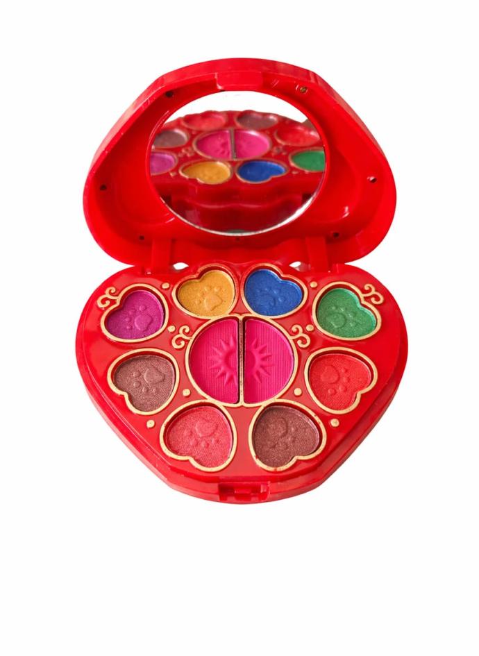 Heart shaped makeup kit for girls and women 8 eye shadow  2 compact  one mirror pack of 1
