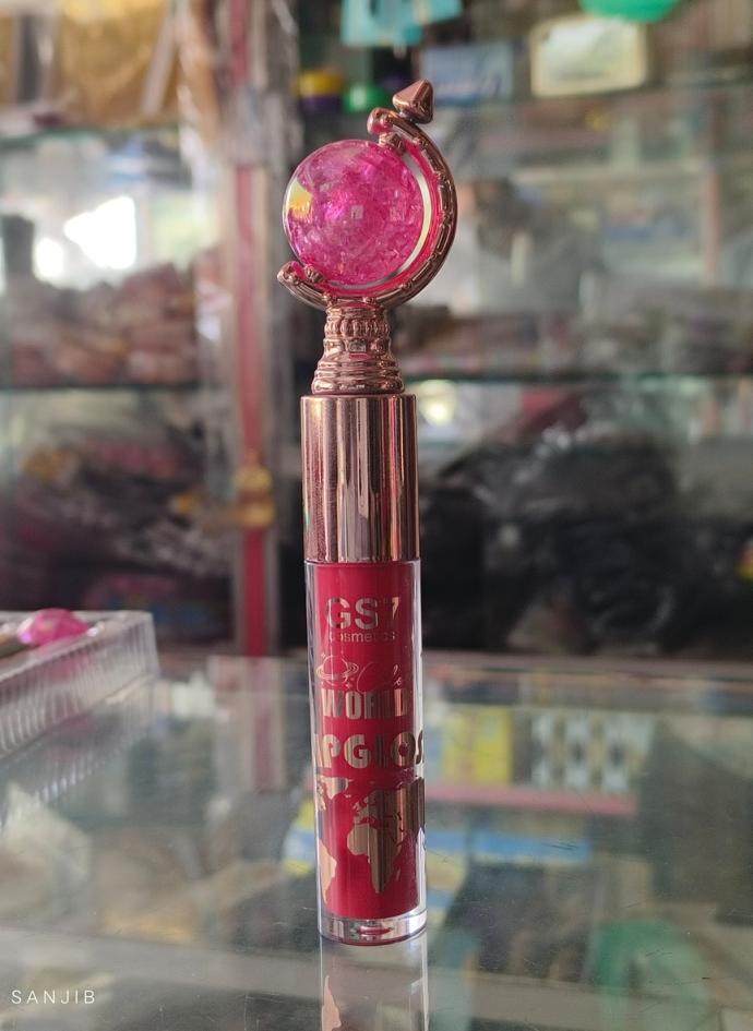 Red liquid lip gloss with crystal ball design pack of 1