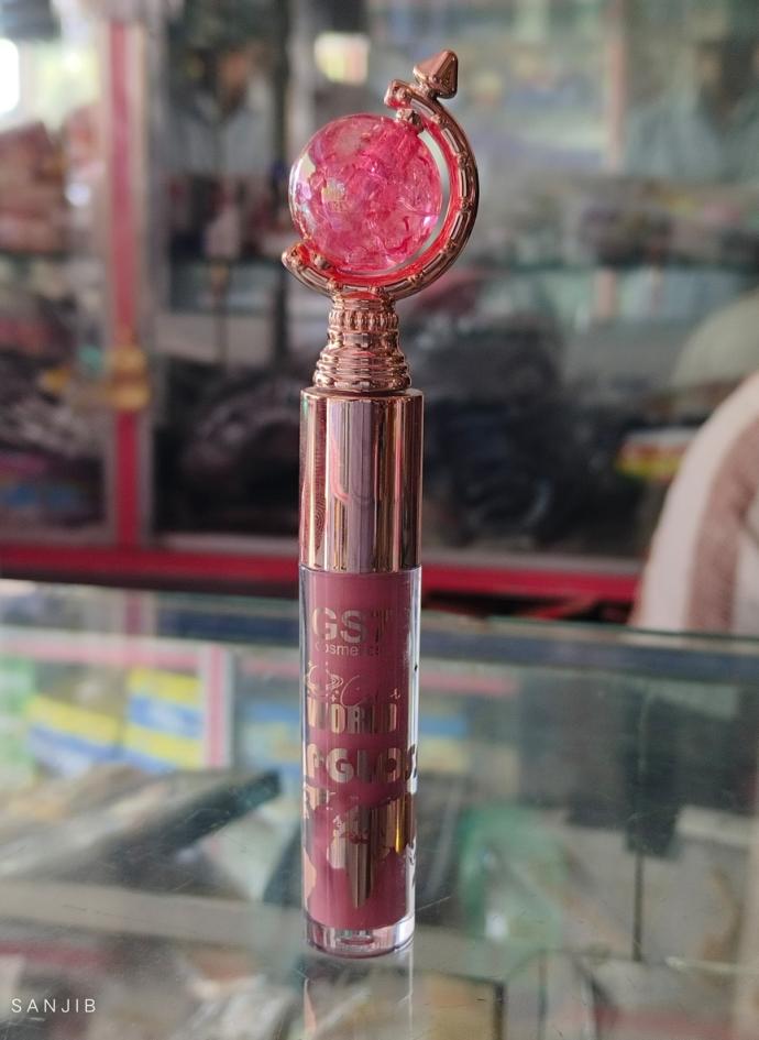 Dusty rose liquid lips gloss with crystal ball design pack of 1