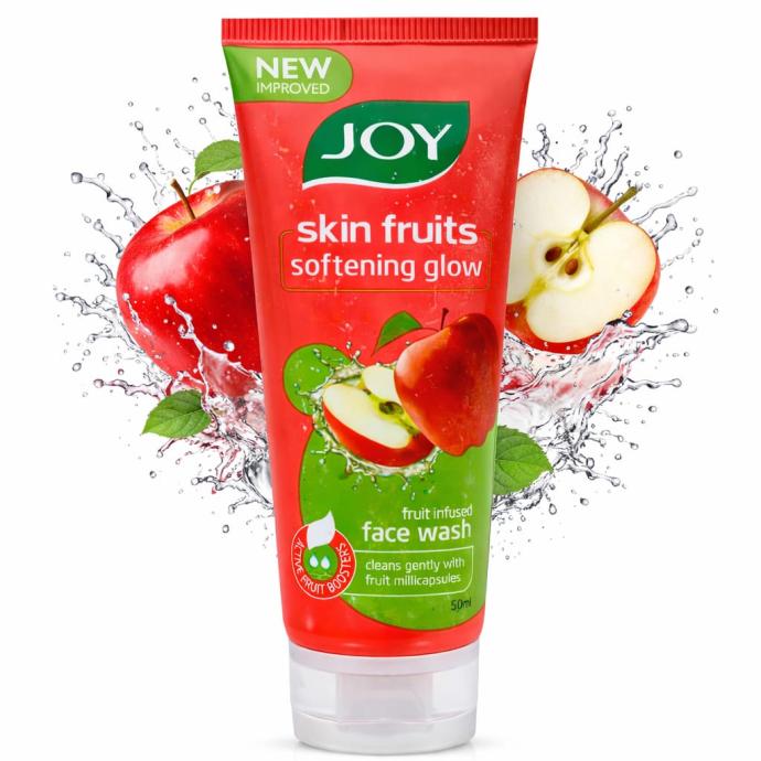 Joy Skin Fruits Apple Face Wash for Glowing Skin  Softens, Moisturises  Nourishes  Natural AHAs, No Sulphates, Paraben Free  All Skin Types, Men  Women  50ml