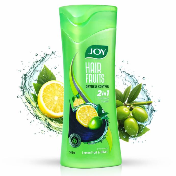 Joy Hair Fruits Hair Dryness Control Conditioning Shampoo Enriched with Lemon  Olives, 340 ml