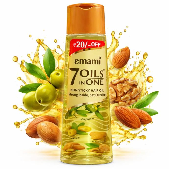 Emami 7 Oils in One Hair Oil  Makes Hair 20x Stronger and Manageable  Coconut Oil, Amla, Jojoba, Olive, Walnut, Argan  Almond Oils  200 ML