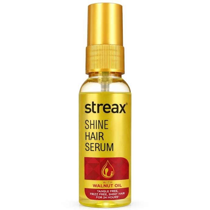 Streax Hair Serum 45ml, Hair serum for Dry  Frizzy Hair,for Women  Men, for Curly Hair, Wavy Hair, Straight Hair, Silk  Shine Vitalised with Walnut Oil