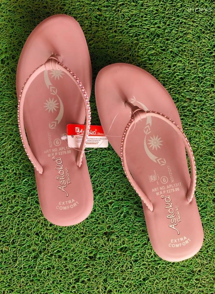Ashoka fancy flat pink chappal for girls and women pair of 1