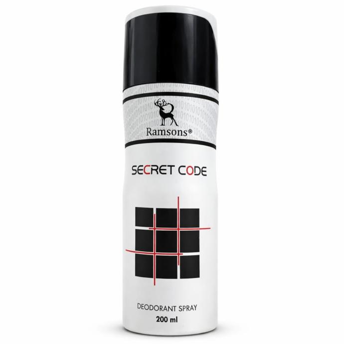Ramsons  SECRET CODE Deodorant Spray  200 ML  Body Perfume For Men  TN  Fresh Lime, Grapefruit, Leafy Green, Orange Flower  MN  Rose, Jasmine, White Flower  BN  Woody, Leathery, Musk, Amber