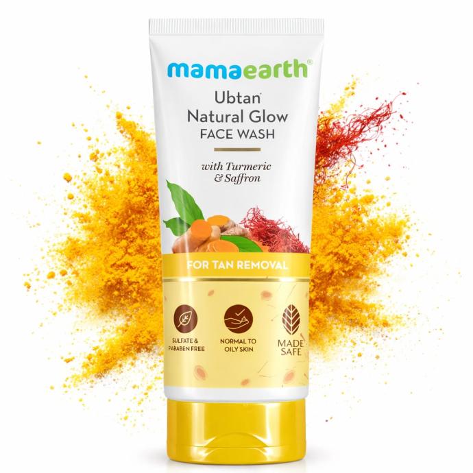Mamaearth Ubtan Natural Glow Face Wash with Turmeric  Saffron  For Tan Removal  Skin brightening  SLS  Paraben Free  For All Skin Type  For Men  Women  100 ml