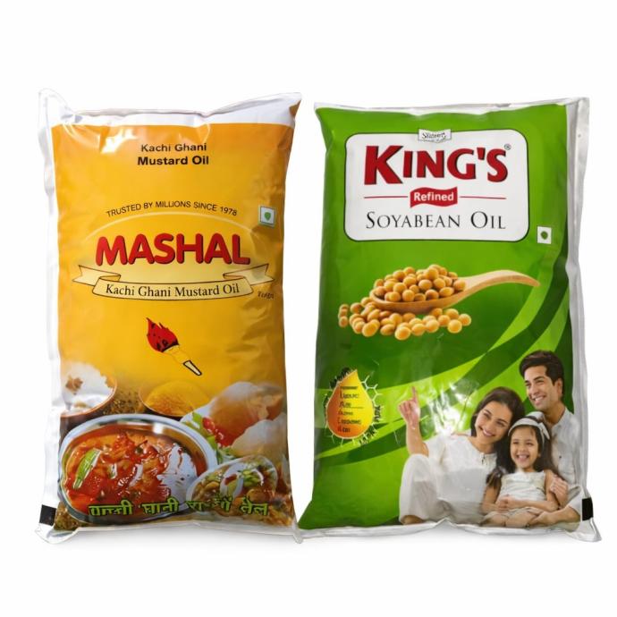 Mashal mustard oil, Kings refined soyabean oil each 1L pack of 2 pieces