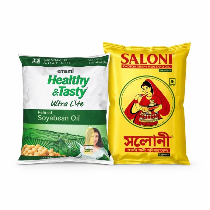 Saloni mustard oil 1l ,emami healthy and tasty refined soyabean oil 500 ml each pack of 1