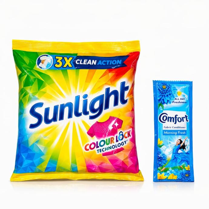 Sunlight detergent powder 1KG pack, comfort fabric conditioner morning fresh each pack of1