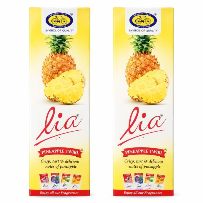 Cycle Pure Lia Pineapple Twirl Fragrant Dry Dhoop Cones  192 Cones with Free Cone Holder  Fresh Fruity Fragrance for Daily, Puja, Meditation  Other Rituals pack of 2