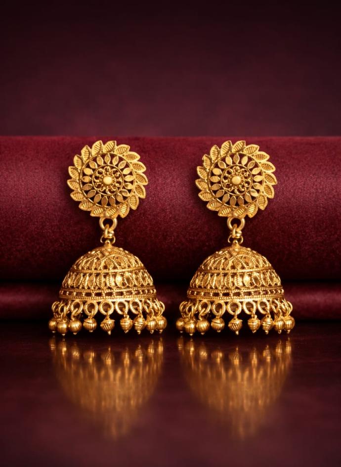 Premium quality forming gold jhumki  earring set