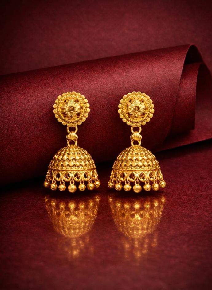Gold plated dome shaped jhumkas