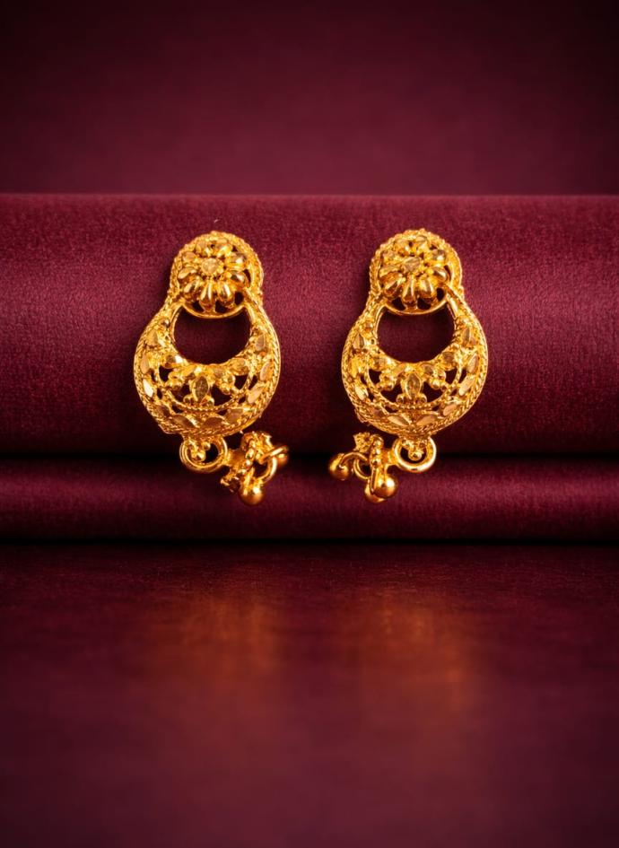 Traditional gold plated chandrabali earring set