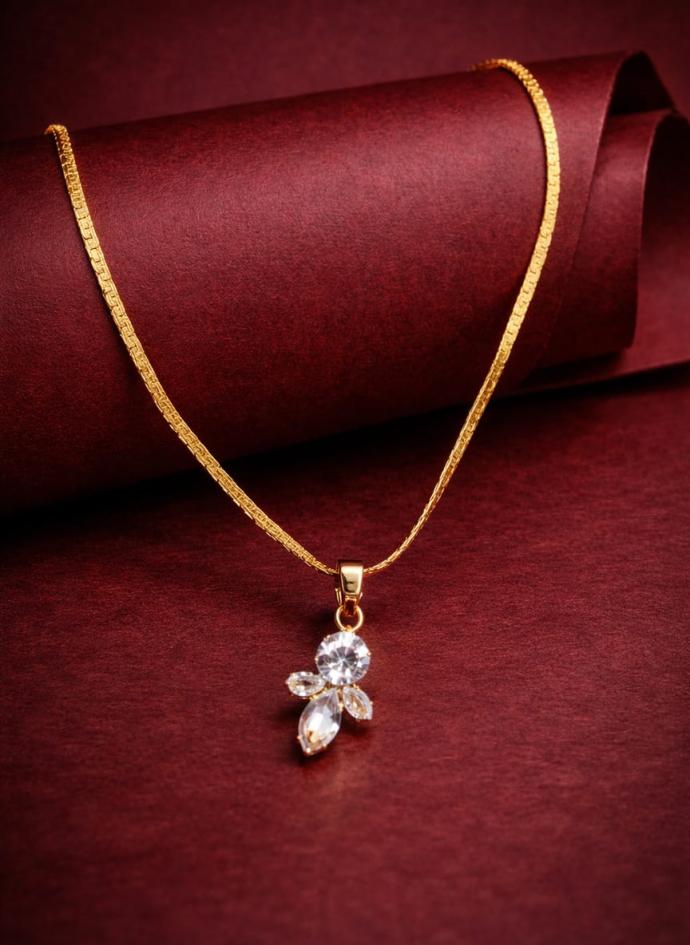 Gold plated diamond pendant necklace chain for women, girls