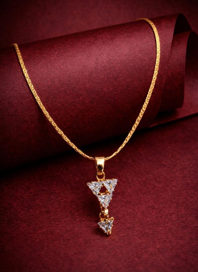 Traditional Gold plated diamond pendant necklace chain for women, girls
