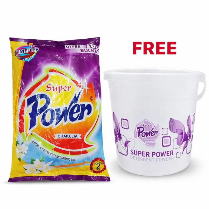 Super powder detergent powder 2 kg pack  with free bucket