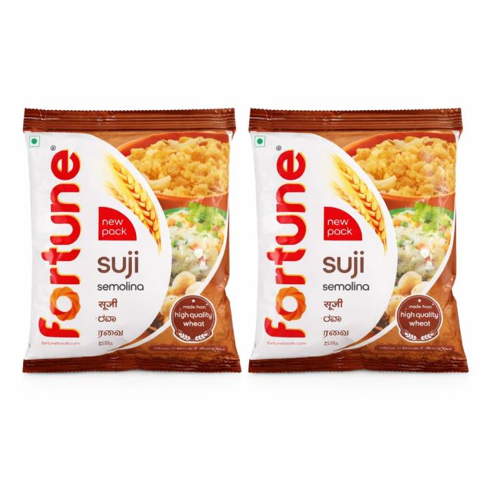 Fortune suji pouch made from high quality wheat,source  of protein  dietary fibre  500 gm pack of 2