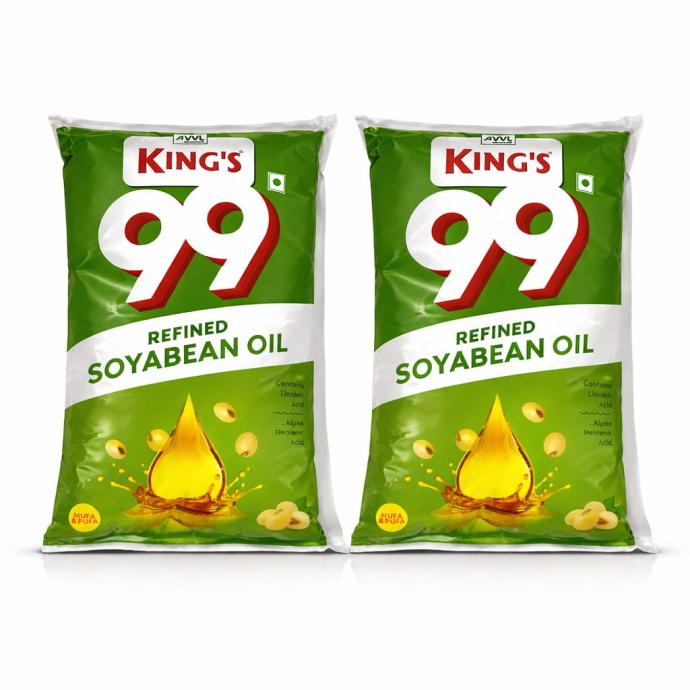 Kings 99 refined soyabean oil 1L pack of 2