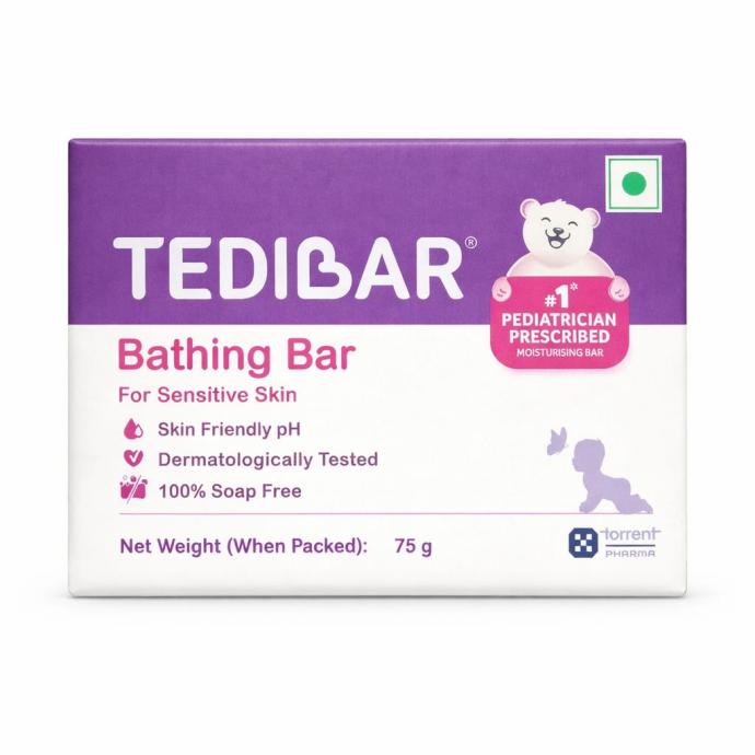 Tedibar Baby Bathing Bar  For Babys Sensitive Skin  Gentle Cleansing, Skinfriendly, pH 5.5, 75gm, Pack of 1