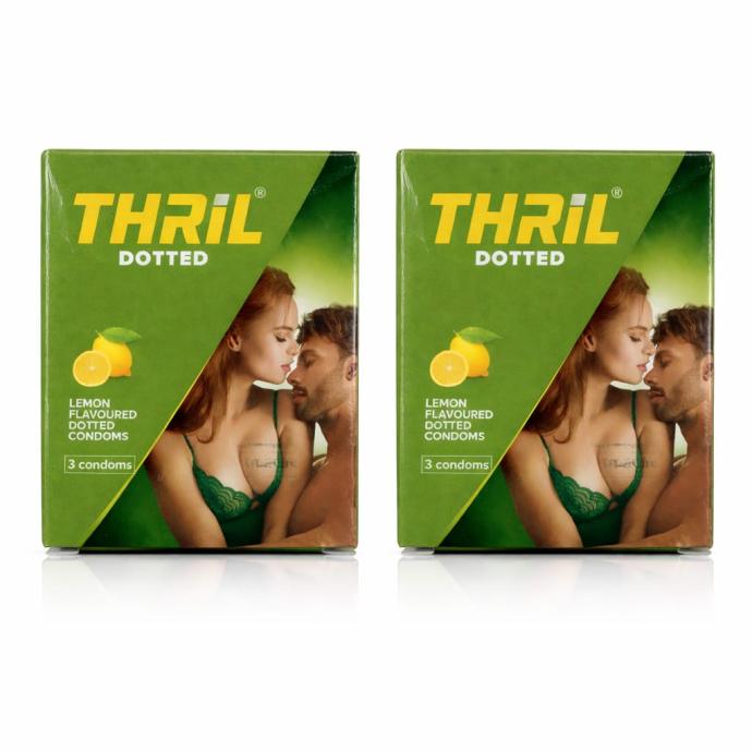 Thril dotted lemon flavour dotted condom pack of 2
