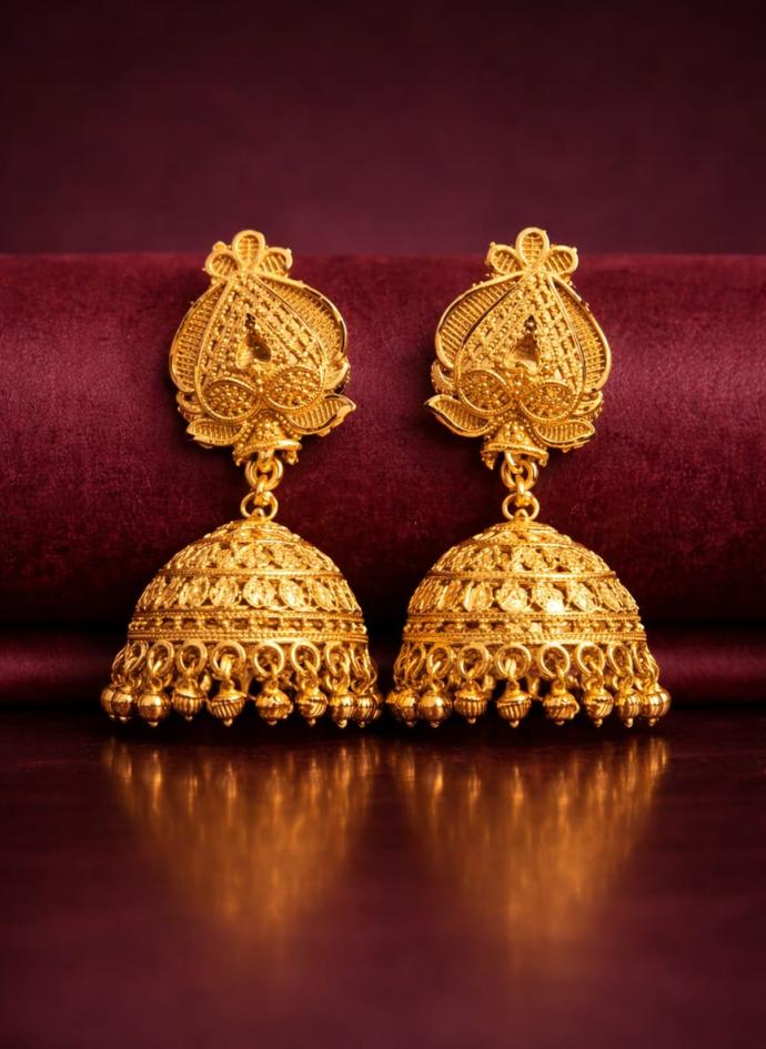Gold plated jhumka design earring for girls and women