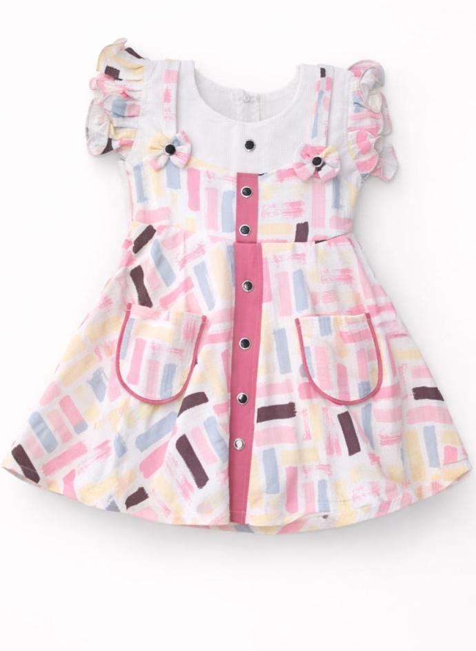 Girl's mini knee length pink casual dress