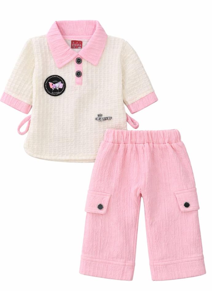 Stylish queen girls pink top and bottom set