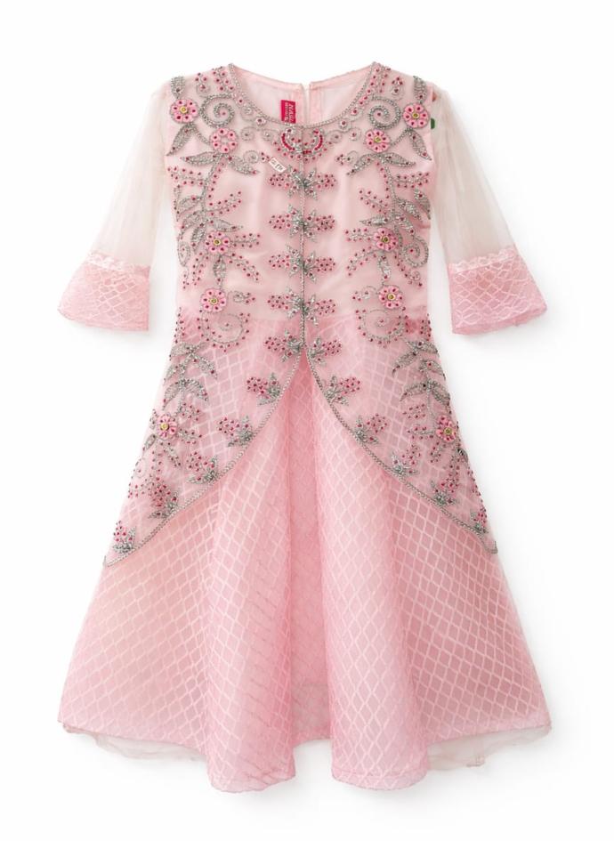 Pink net fancy frocks for girls