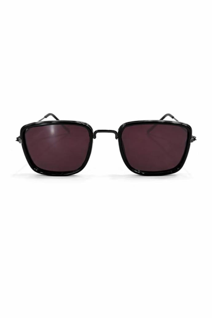 Wrap around metal frame maroon sunglass for men and women