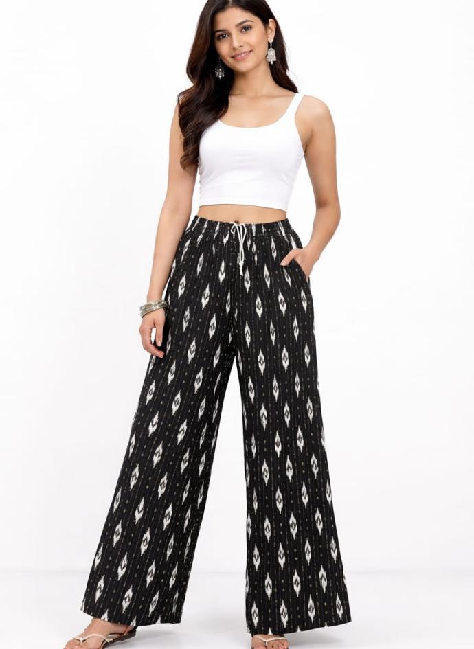 Buy embroidered black palazzo pants for girls and women