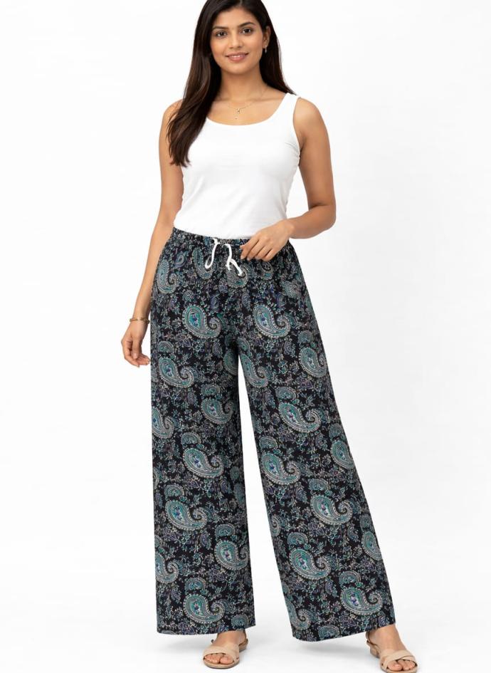 Buy cotton sky blue palazzo pants for girls and women