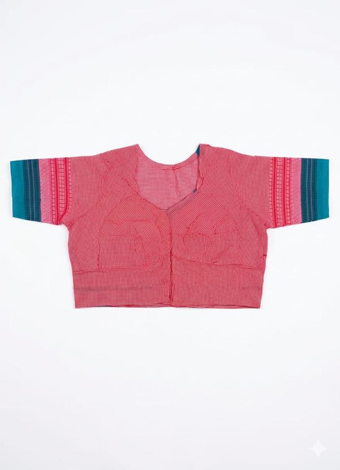 Boat neck pink color cotton blouse for women