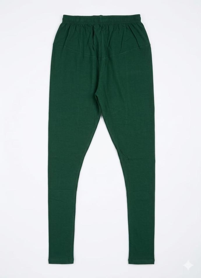 Daily wear green color full length cotton leggings