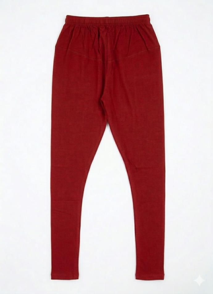 Daily wear red color full length cotton leggings