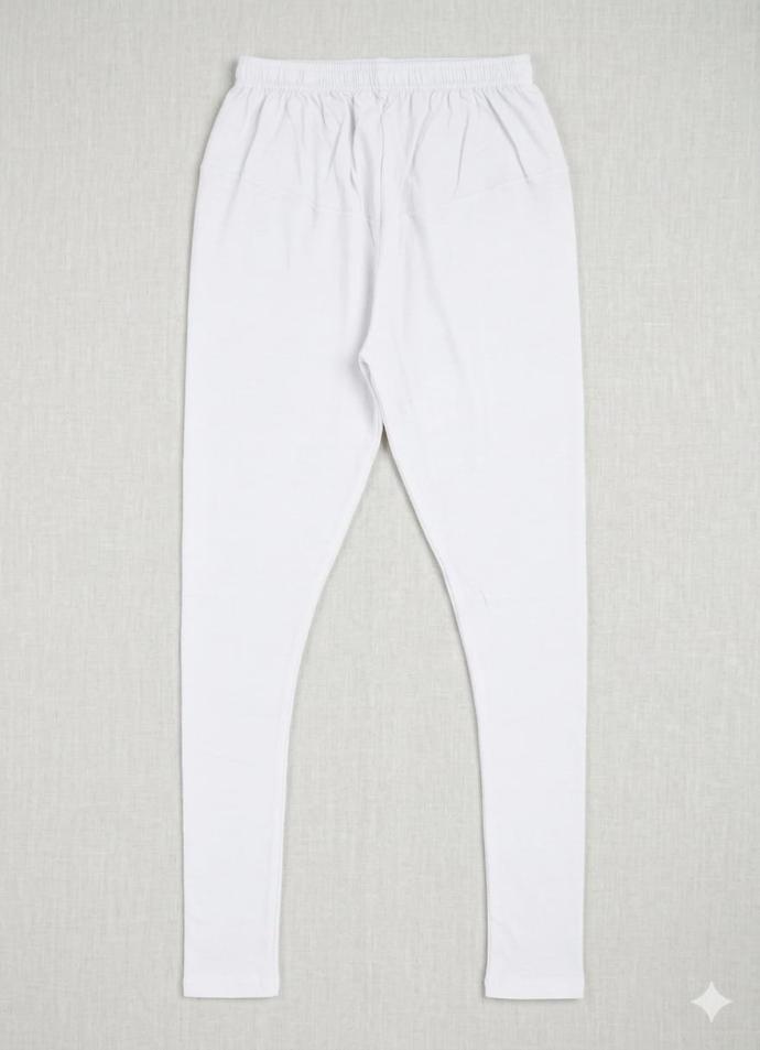 Daily wear white color full length cotton leggings