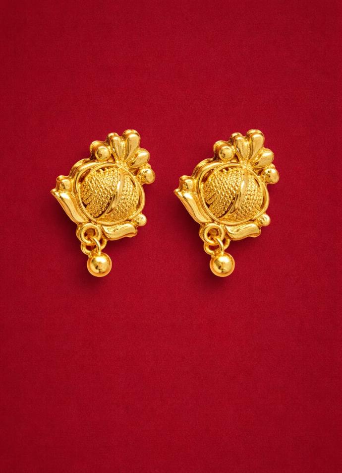 Gold plated stylish stud earrings for women's