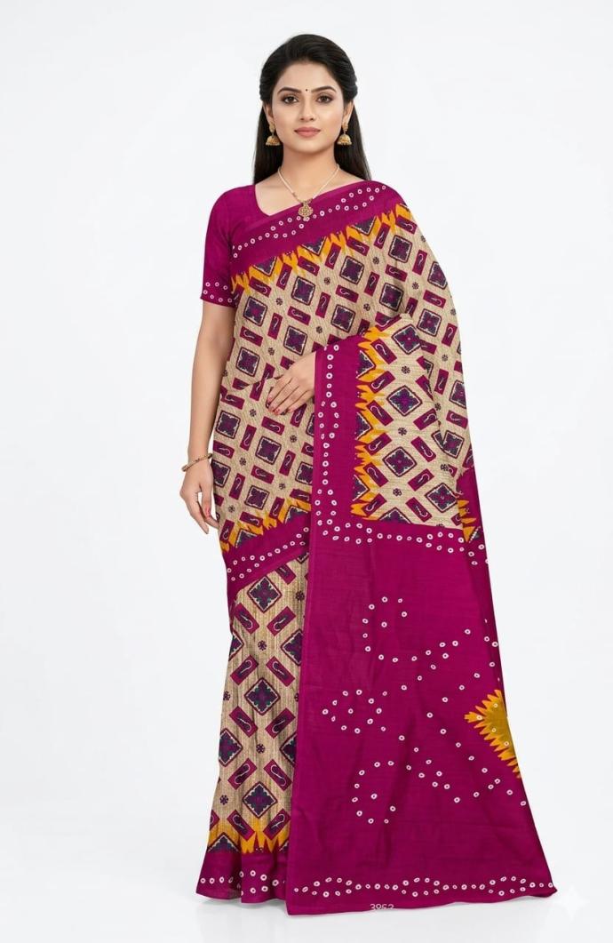 Daily wear pink color cotton printed saree SJ