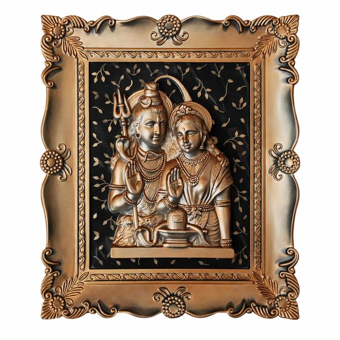 Shiv Parvati Decorative Wall Hanging Decor Art Sculpture for Home Entrance Office Hotel Decor Fiber Multicolor Pack