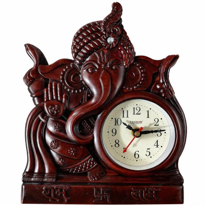 Tagson quartz table clock with lord ganesh perfect for gifting