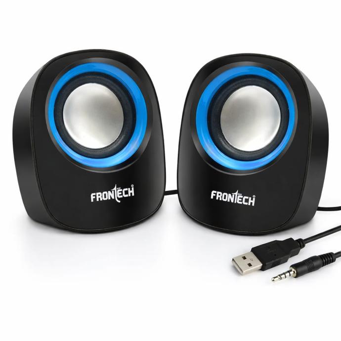 FRONTECH Premium 2.0 Channel USB Powered Speakers  1.5W x 2 Output, AUX Input, Foam Edge, 1Year Warranty SPK0003Blue