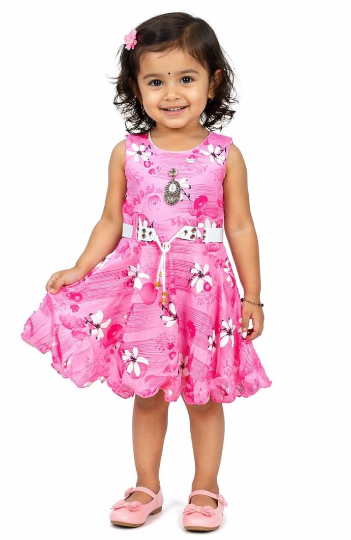 Pink colour stylish dress for kids