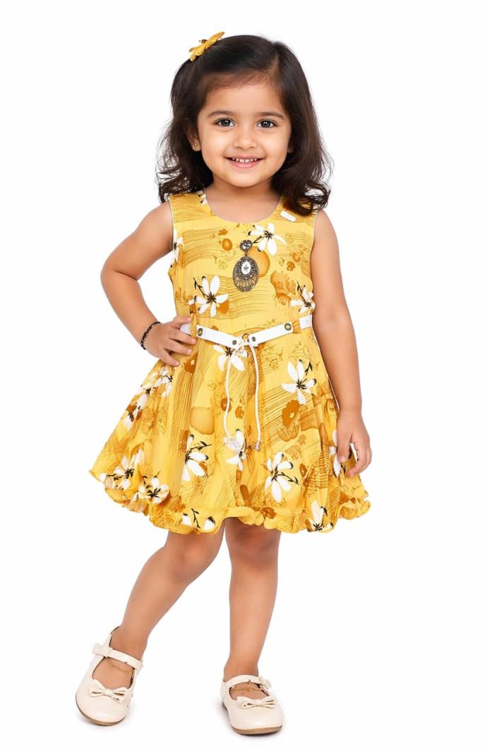 Yellow colour stylish dress for kids